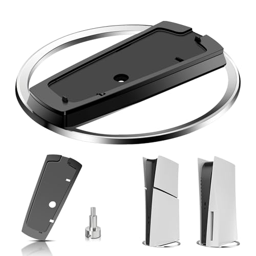 Quevati Vertikaler Standfuß für PS5 Slim/PS5 Disc & Digital Konsole, Basisständer für PS5 Zubehör, schwarzer vertikaler Konsolenständer mit Anti-Rutsch-Pad und Schraube