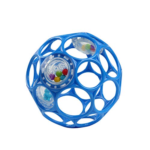 Bright Starts, Oball Rattle, Blau - Flexibles und leicht Greifbares Design, für Kinder Jeden Alters