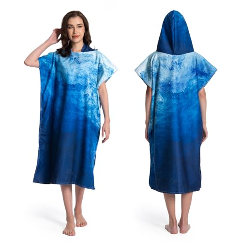 MOKANI Badeponcho Damen & Herren, Ultraleicht Und Schnelltrocknend, Microfiber Kapuze Surf Poncho Handtuch auf Surfen Schnorcheln Wassersport, Zugleich Umkleidehilfe Strand Erwachsene