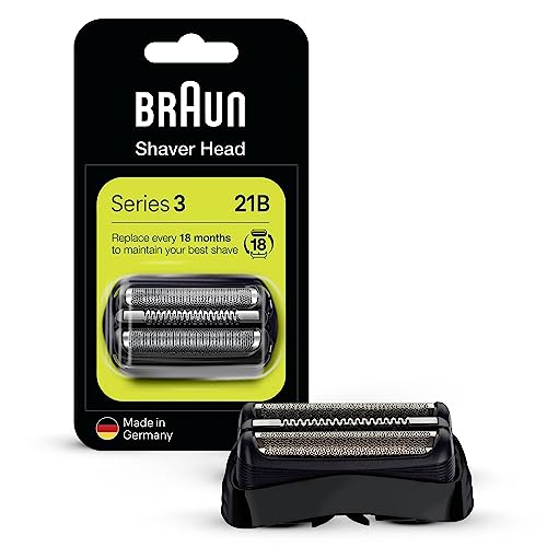 Braun Series 3 Elektrorasierer Scherkopf, ORIGINAL Ersatzscherteil vom Hersteller passend für Braun Herren Rasierer Series 3, 21B, schwarz, 1er Pack