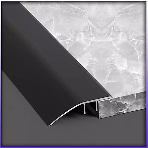 Bodenübergangsleiste, Schwellenleiste, Teppichfliesen-Nahtabdeckungsleiste, Bodenübergangsleiste, 91 cm Bodenkanten-Zierleiste, Schwellen for Türen, Höhenunterschied 1/2" bis 1 3/5"(Black,W42mm H15mm)
