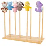 FINGERINSPIRE Holzpuppenständer (Hält bis zu 8 Puppen) Natürliche Holzfarbe Bildung Holzpuppe Baum Puppe Puppendisplay Halter Anti Crush Handpuppen Lagerung Rack Puppen DIY Craft Displays