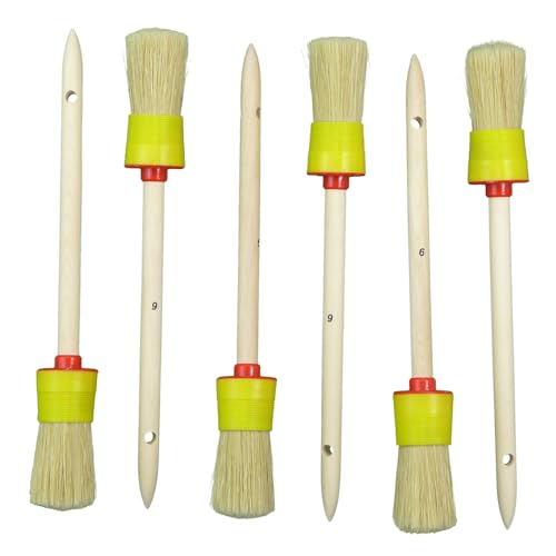 ROTIX-93123 6 Stück Ringpinsel Ø 30 mm Größe 6 | 6 St. Handwerkerqualität Rundpinsel Lackierpinsel helle Borste