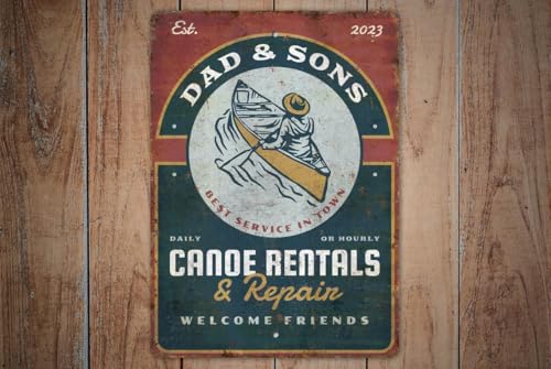 Kanuverleih und -reparatur nach Maß – Schild „Haus am See“ – Lodge-Dekor – Vatertagsgeschenk blechschilder retro mit sprüchen vintage home deko 12x8 inch/30x20cm