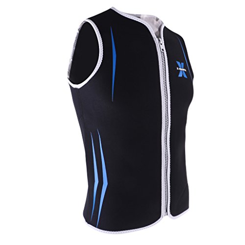 NeoprenChasuble Chasuble Neopren 3mm Zipper Ärmelloser Tauch Neoprenanzug für Herren, Schwarz+Blau, L