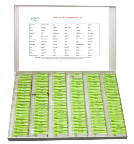 KINEPHARMA | Kit für Lebensmittelunverträglichkeiten zur Kinesiologischen Testung bei Intoleranten Personen | Kit 126 Ampullen mit Reis, Milch, Gemüse, Obst (Siehe die Lebensmittel auf den Bildern)