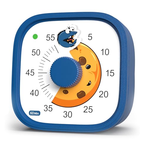 Visueller Timer für Kinder – Cookie Monster – Zeitmanagement-Tool – 60 Minuten Countdown – Fördert Konzentration & Produktivität – Für Schule, Spielen, Lernen, Zähneputzen – Bunt & witzig