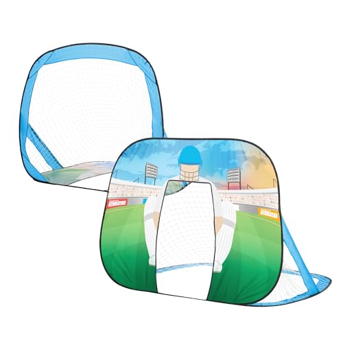 Powerplay 2-in-1 Pop-Up-Tor & Wicket Keeper, tragbares Fußball- und Cricket-Set für Kinder, einfacher Aufbau mit Heringen und Tragetasche, Outdoor-Sport, Spaß und Training