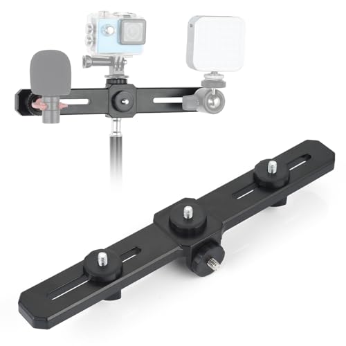 UTEBIT 4 in 1 Blitz Kamera Halterung 27cm, Blitzschiene für Kamera Flash Bracket mit 1/4'' Schraube Blitzschuh Halterung Blitzschuhadapter Zubehör für DSLR Kamera, Blitzlicht, Mikrofon und mehr