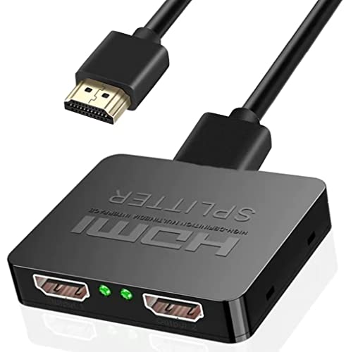 HDMI Splitter 1 in 2 Out 4K 3D HDMI Distributor Adapter 1 zu 2 Way für Dual Monitore, 2 Port Hub Kabel für PS3/4, Xbox, Sky, DVD, HDTV, Projektor