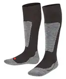 FALKE Unisex Kinder Skisocken Active Ski K Kh Wolle Funktionsmaterial warm dick 1 Paar, Schwarz Black 3000, 31-34