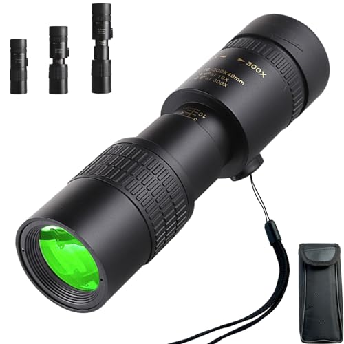 Monokular Teleskop, Verbessert 10-300x40 Monokular Fernrohr Erwachsene, Zoom Monokular mit BAK4 und FMC Objektiven für Konzerte, Vogelbeobachtung, Sternbeobachtung