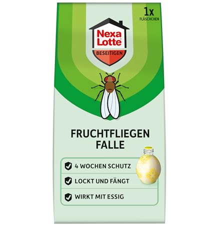 NEXA LOTTE Fruchtfliegenfalle, 1 Falle, Effektive Falle gegen Fruchtfliegen mit Essig-Lockstoff, Sofort einsetzbar, Wirkt bis zu 4 Wochen, Dekorativ und Auslaufsicher, Grün