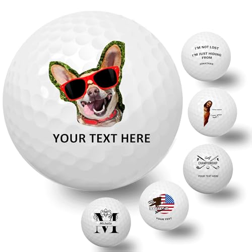 UNIQCSN Personalisierte Golfbälle mit individueller Beschriftung Foto/Logo/Name für Hochzeiten und Freizeitaktivitäten Neuheit Golfgeschenke für Papa Golfer, 3er-Pack (Foto/Text)