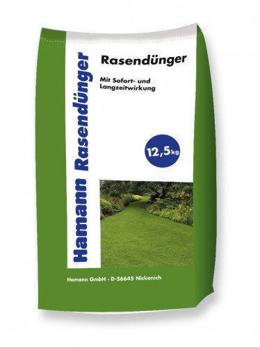 Hamann Rasendünger - Stickstoffbetonter Mehrnährstoffdünger zur Pflege Ihrer Grünanlagen - 12,5 kg Sack