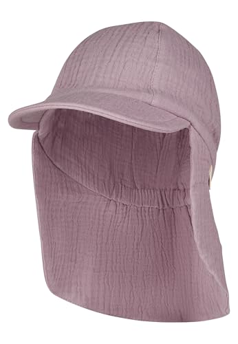 Sterntaler Schirmmütze Nacken Musselin - Mädchen Mütze aus Baumwoll Musselin (Bio) - UV-Schutz 50+ Sonnenhut mit Nackenschutz - Baby- und Kinder Sommer Kopfbedeckung - pastellviolett, Größe 53