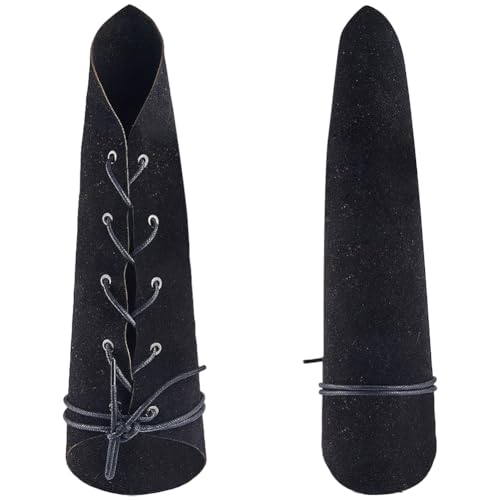 GORGECRAFT 2Stk Leder-Armschutz Mittelalterliches Schwarzes PU-Leder Armschienen Retro-Renaissance-Wildleder-Stulpen-Armband Kunstleder-Armrüstungsmanschette Für Halloween Erwachsene Ritter-Cosplay
