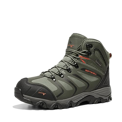NORTIV 8 Herren Trekkingschuhe Wanderschuhe Outdoorschuhe Wanderstiefel Wasserdicht Hiking Boots Kletterschuhe Bergsteigen Klettern Wandern Schuhe Armee/GRÜN/SCHWARZ/ORANGE 160448_M-E Größe 44 (EUR)