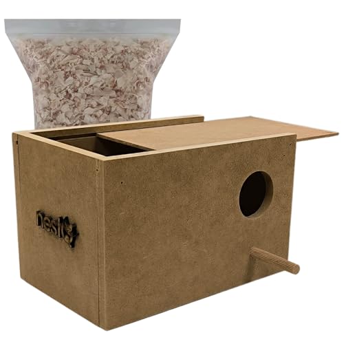 nestQ Vogelnest für Agaporniden Nistkasten Untrennbares Bett, Zuchthaus aus Holz für Vögel, mit Haken für Vogelkäfig, Unzertrennliche Behausung 23 cm x 13,5 cm x 13,5