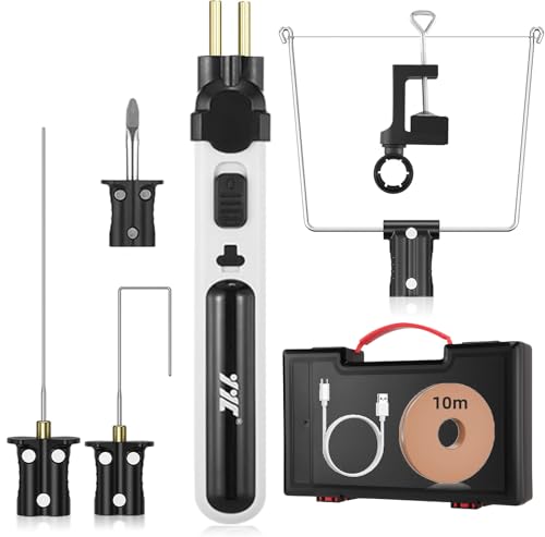 Styroporschneider Heißdrahtschneider Akku,Elektrischer styropor schneider mit LED-Vorleuchte,Kunststoffbox, Heiß-styroporschneider für Schnittkanten Kunststoffe & styropor (Weißer)