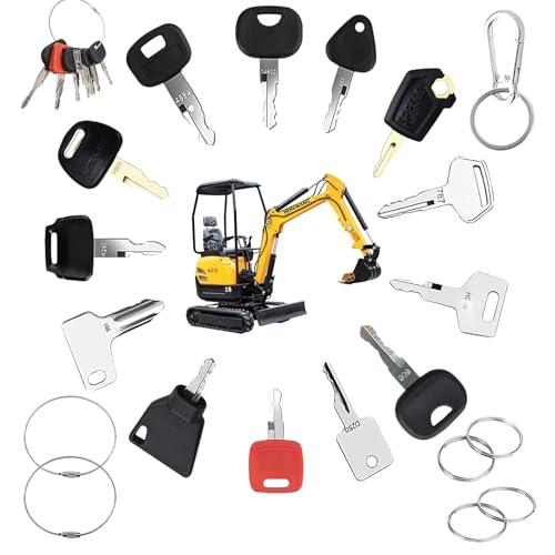 20 Stück Baumaschinen Schlüssel Set, Bagger Schlüssel Set, Austauschbar Universal Bagger schlüssel Zubehör mit chlüSselanhäNger Bagger, Für Bulldozer, Traktoren, Kipper Lastwagen