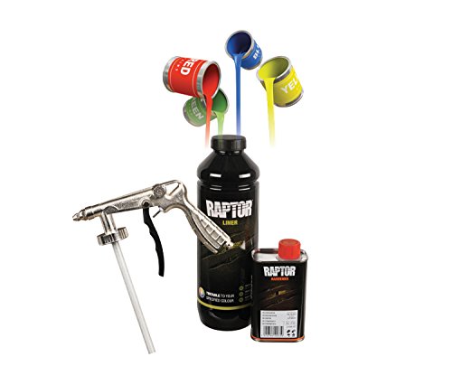 U-POL – RAPTOR Transportflächen Beschichtung inkl. Härter 948ml + 100ml AllorA Pigment zum Einfärben + AllorA Unterbodenschutzpistole (RAL Farbton per Nachricht an den Verkäufer)
