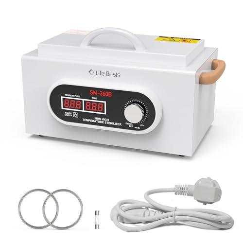 LifeBasis 300W Heißluftsterilisator Desinfektion, 230℃ Trockene Hitze Sterilisator Hochtemperatur-Sterilisator mit einstellbarem Timer für Nagelwerkzeuge Kosmetikwerkzeuge Fußpflege Schönheitssalon