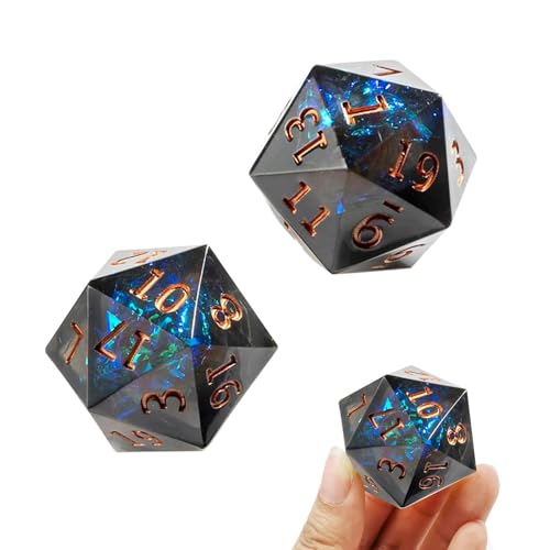 VARKAGE 2 Stück D20 Würfel, 22Mm Dice Set, Polyedrische Würfel für Dungeons und Dragons Ttrpg MTG Rollenspiele Tischspiele, Schwarz