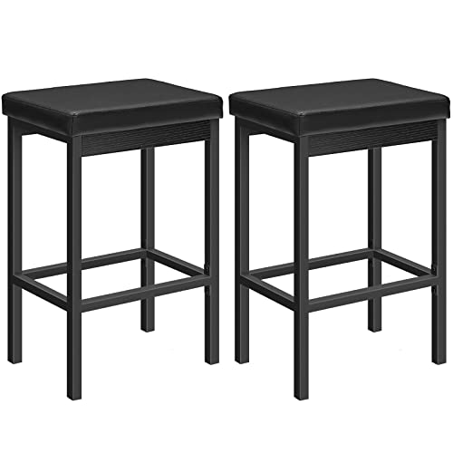 HOOBRO Barhocker 2er-Set, Barstuhl für die Küche, Küchenhocker 5 cm gut gepolsterte Sitzfläche, 63 cm hoch, einfache Montage, für Küche, Restaurant, Cafeteria, Theke, Schwarz EBB21BY01
