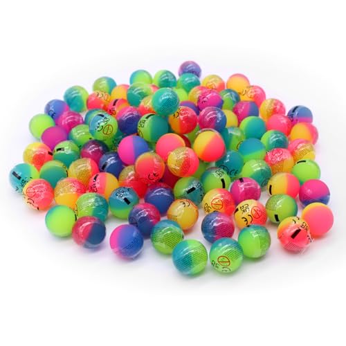 Senvianda 100 Stück Flummis 27mm, bunt gemischt, Flummies für Kinder, Gummiball Flummi, Bunte Flummis Gummibälle, Flummibälle für Kindergeburtstag, Party