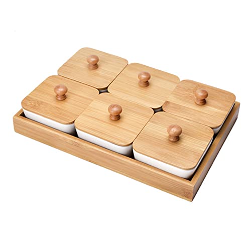 RoseFlower Servierschalen Set 6 bruchfeste Dip Schälchen mit Servierplatte, Snack Schalen Dipschalen mit passendem Tablett Ideal für Tapas, Antipasti, Dips