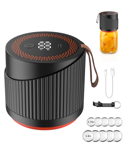 TANiCE Elektrischer Vakuumierer für Einmachgläser mit 10 Deckel Mason Jar Vacuum Sealer Machine Vakuumversiegelungsmaschine Vakuumiergerät klein Vakuumierer für Lebensmittel