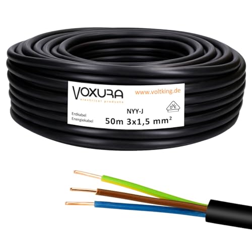 NYY-J 3x1,5 mm² 50m Ring Erdkabel Stromkabel Verlegung im Freien Erdreich Kupfer