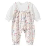 gurcooc Baby Mädchen Strampler Langarm Rüschen Gerippt Frühling Herbst Bow Baby Body Outfit Set, 3-24 Monate