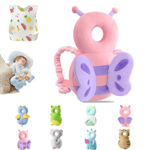 Wonder Baby Kopfschutz, Baby Kopfschutz Rucksack, Wonder Baby Kopfschutz, Kopfschutz Rucksack, Baby Sturzschutz Rucksack, Baby Kopfschutz fürs Laufen (Pink Butterfly)