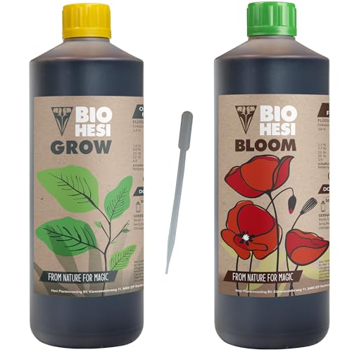 Hesi Bio Grow 1L und Hesi Bio Bloom 1L Set, Organischer Dünger für optimales Wachstum & Blüte, Hesi Bio-Dünger für Bio-Kulturen