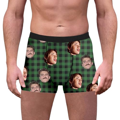 Eauptffy Personalisierte Unterhose für Männer Mit Foto - Gesicht Benutzerdefinierte Boxershorts Lustige Retroshorts Für Herren Valentinstag Weihnachten Geburtstag Geschenk Anpassen Boxer Briefs