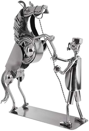 BRUBAKER Schraubenmännchen Pferd auf Zwei Beinen - Handarbeit Eisenfigur Metallmännchen - Metallfigur Geschenk für Reiter, Reiterinnen, Pferdesportler, Züchter und Pferdefreunde