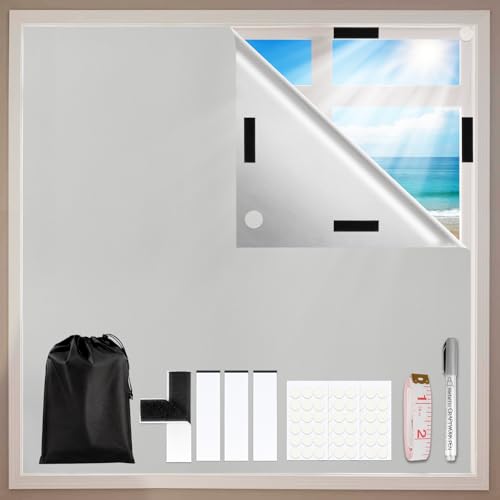 Gaeymy Fenster Verdunkelung 200x148cm, Dachfenster Verdunkelung Innen Sonnenschutz Fenster Ohne Bohren, Verdunklungsstoff Hitzeschutz Außen, Verdunkelungsfolie Thermofolie Meterware für Schlafzimmer