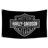 Kasflag Motorcyble Banner Davidson-Flagge (90 x 150 cm, lebendige Farbe, strapazierfähiges 150D-Polyester) für Studentenwohnheim, Männerhöhle (Schwarz 2)