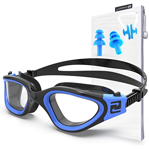 ZABERT Schwimmbrille, W1 Schwimmen Brille Für Herren Damen - Profi Schwimmbrille Antibeschlag UV400-Schutz Stärke - Klar Linse Für Wettkampf Triathlon Schwimmbad - Schwarz Blau Klar