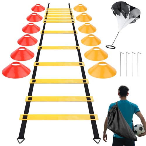 TNOMSNO Fussball trainingszubehör, Fußball Trainingszubehör Koordinationsleiter Trainingsleiter, 6M Koordinationsleitern für Fußball Trainingsleiter für Basketball Fußball