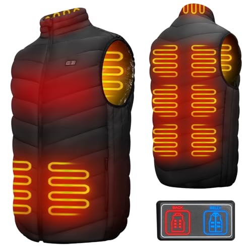 XINSONYUELL Beheizbare Weste für Herren Damen, Heizweste mit 9 Zonen Heizung, 3 Einstellbar Temperatur, Beheizbare Jacke Wärmeweste für Winter(ohne Powerbank & Akku)
