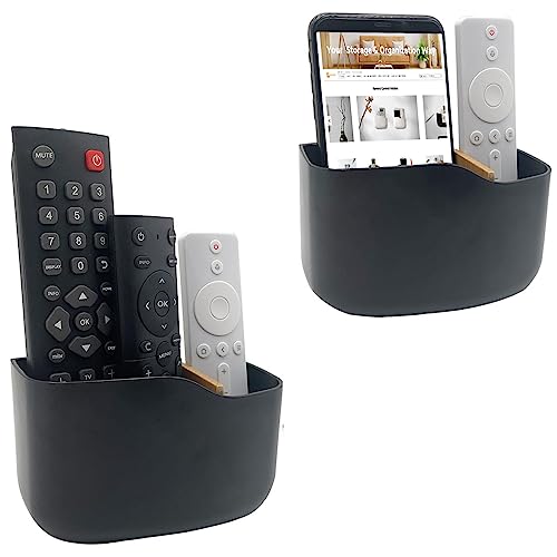 SUNFICON 2 Selbstklebende Fernbedienungshalter, Universal-Halterung für Media-Player, Controller, Wandmontage, Fernbedienung, Organizer, Box, schwarz