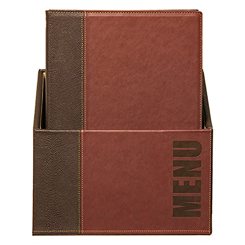 SECURIT - 20 Speisekarten Trendy Line + Sammelbox - 1 fester, doppelseitiger Einleger = 4 DIN A4-Seiten - Möglichkeit zum Hinzufügen Einleger - Für Bars, Restaurants - PU-Kunstleder - Bordeauxrot