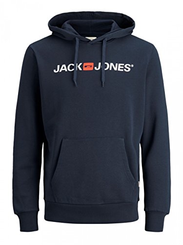 JACK & JONES Herren Kapuzenpullover (Navy Blazer (Corp 054 Navy-White, L))