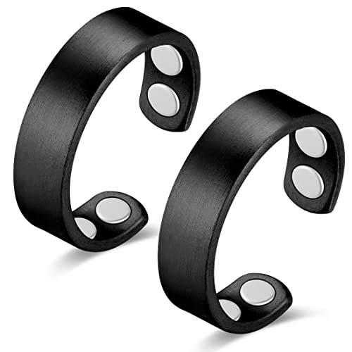 Vicmag Kupfer Magnetringe für Frauen Männer Ultrastarke Magnete 99,99% reines Kupfer Einstellbare Größe mit Geschenkbox (Schwarz matt)