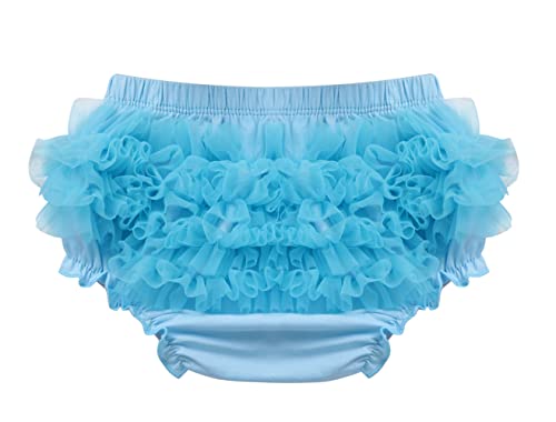 DELEY Baby Mädchen Solide Lace Kleid Rüsche Hose Pumphose Windel Decken Blau S