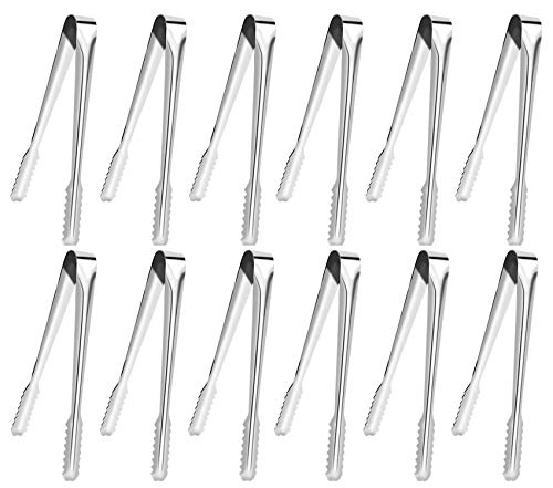 Eiszange Set, 12 Stück Edelstahl Zuckerzange Eiswürfelzange Salatzange Gebäckzange Süßigkeiten Candy Clip Servierzange Küchenzange (Quadrat)