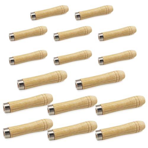 16 Stück Feilenheft mit Starken Metallkrage, Holzfeilengriff, für 4-6 Zoll Feilen, für Holzbearbeitung, Schreiner, Werkzeugwartung, LäNge 90 mm, 105 mm